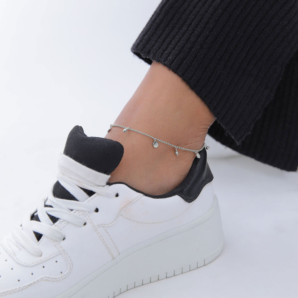 Silber - Elli | Fußkettchen Plättchen | 925er Sterling Silber