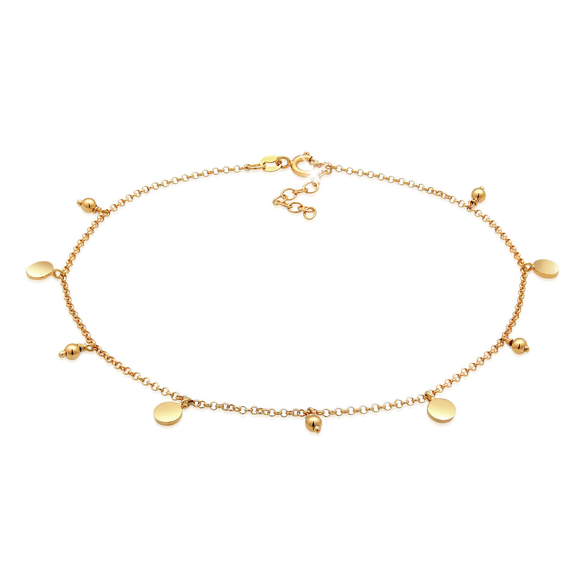 Gold - Elli | Fußkettchen Plättchen | 925er Sterling Silber