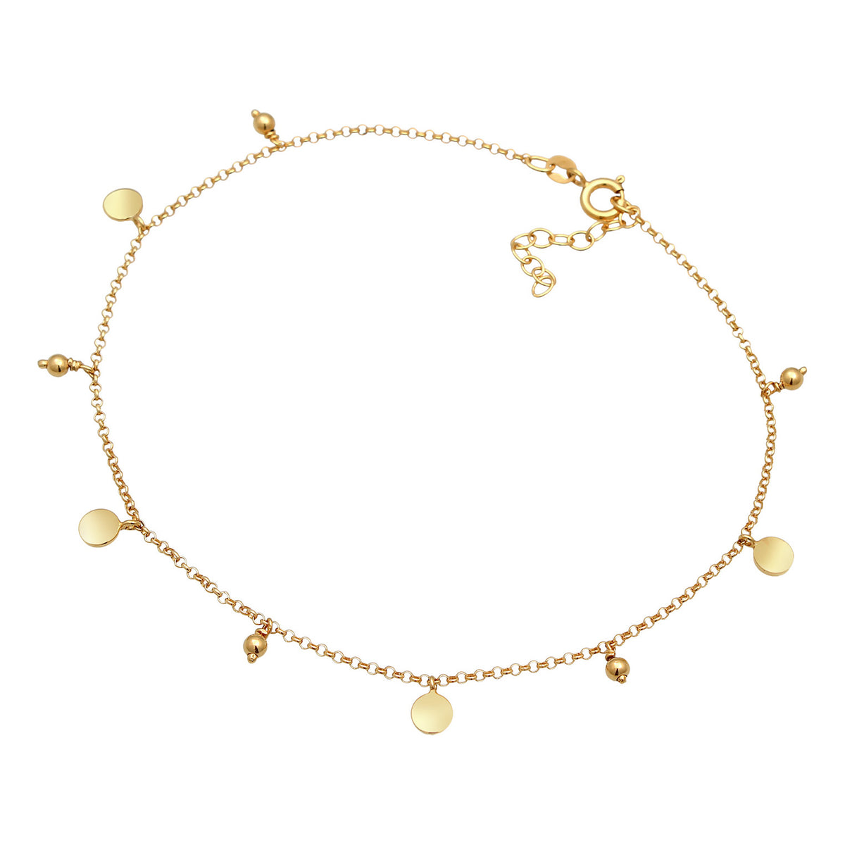 Gold - Elli | Fußkettchen Plättchen | 925er Sterling Silber