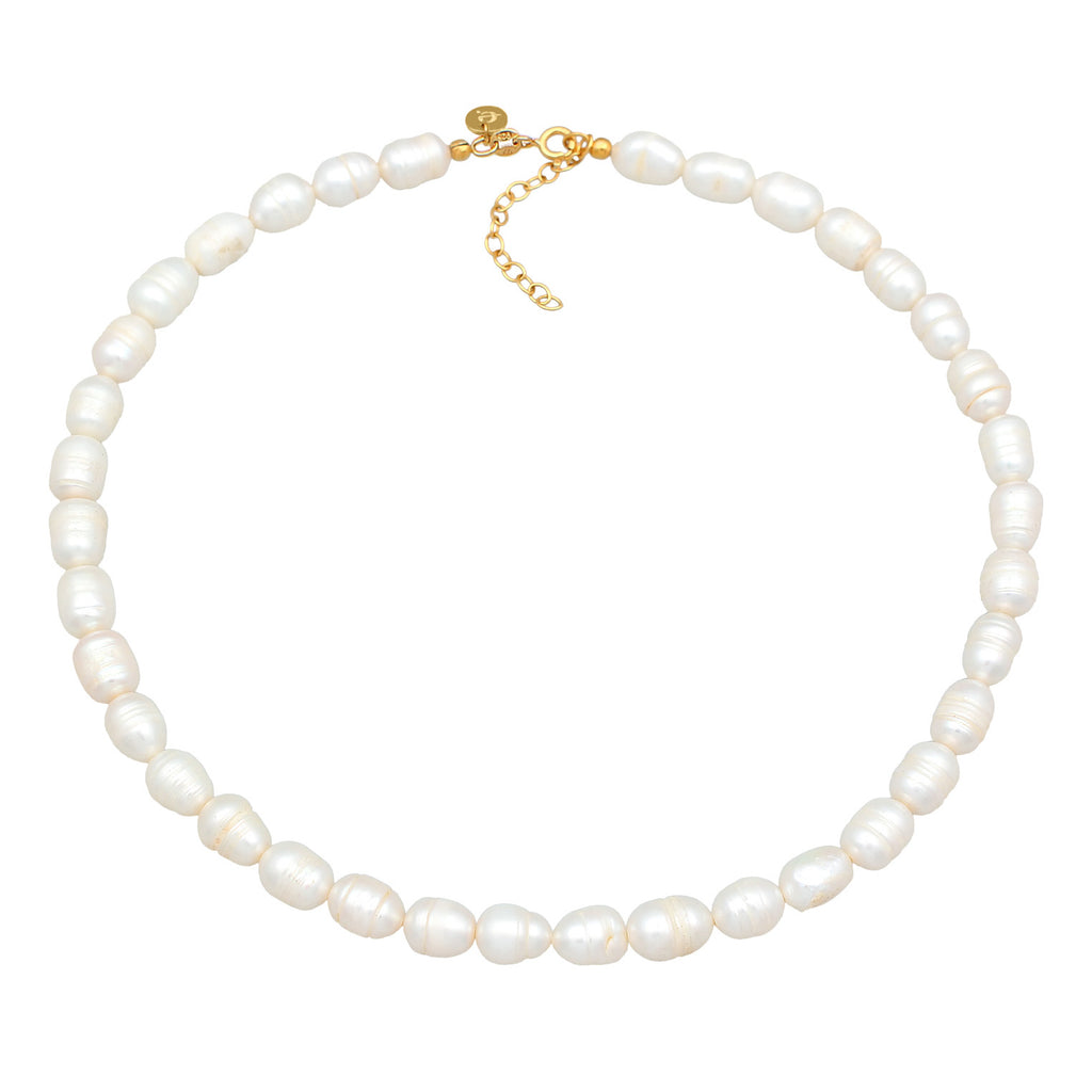 Gold - Elli PREMIUM | Barock Süßwasserperle Choker 925 Silber