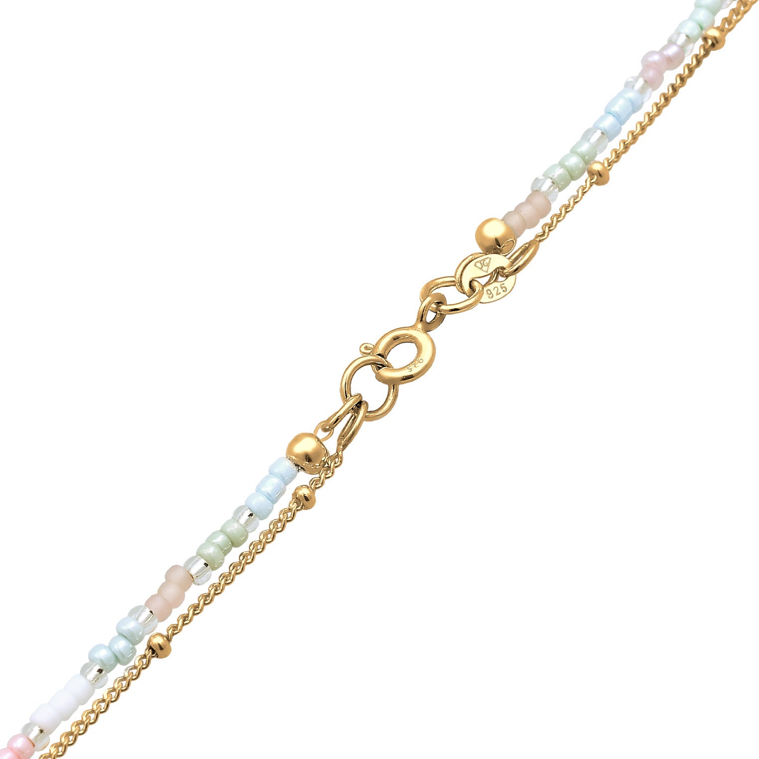 Gold - Elli | Layer Süßwasserperle Barock Glas Beads 925 Silber