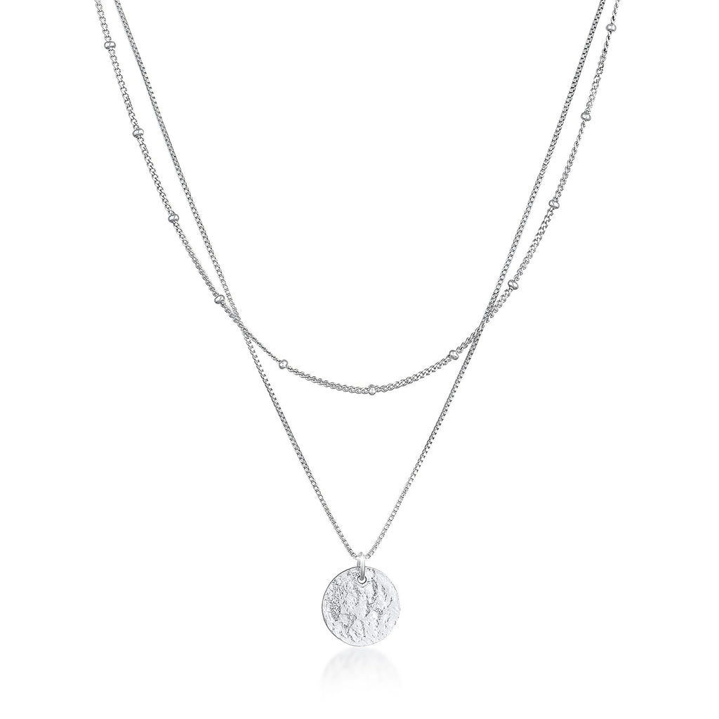 Silber - Elli | Layer-Halskette Plättchen | 925er Sterling Silber