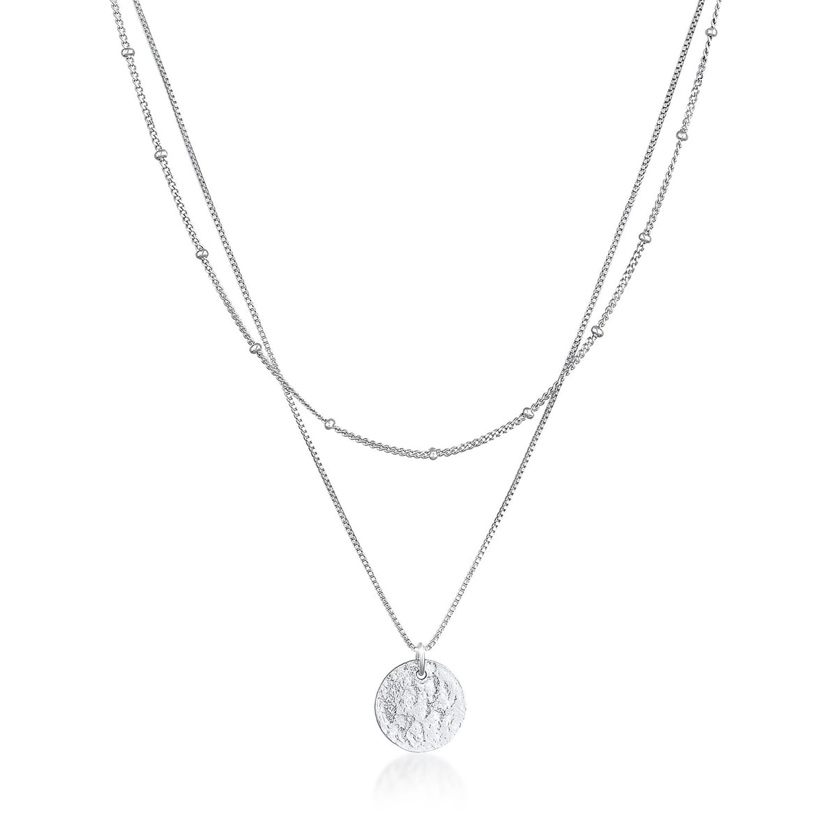 Silber - Elli | Layer-Halskette Plättchen | 925er Sterling Silber