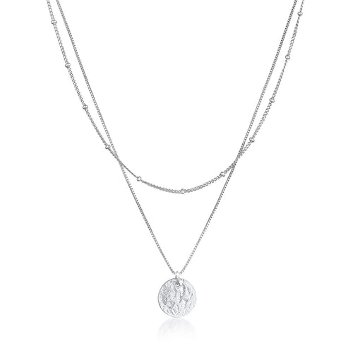Silber - Elli | Layer-Halskette Plättchen | 925er Sterling Silber