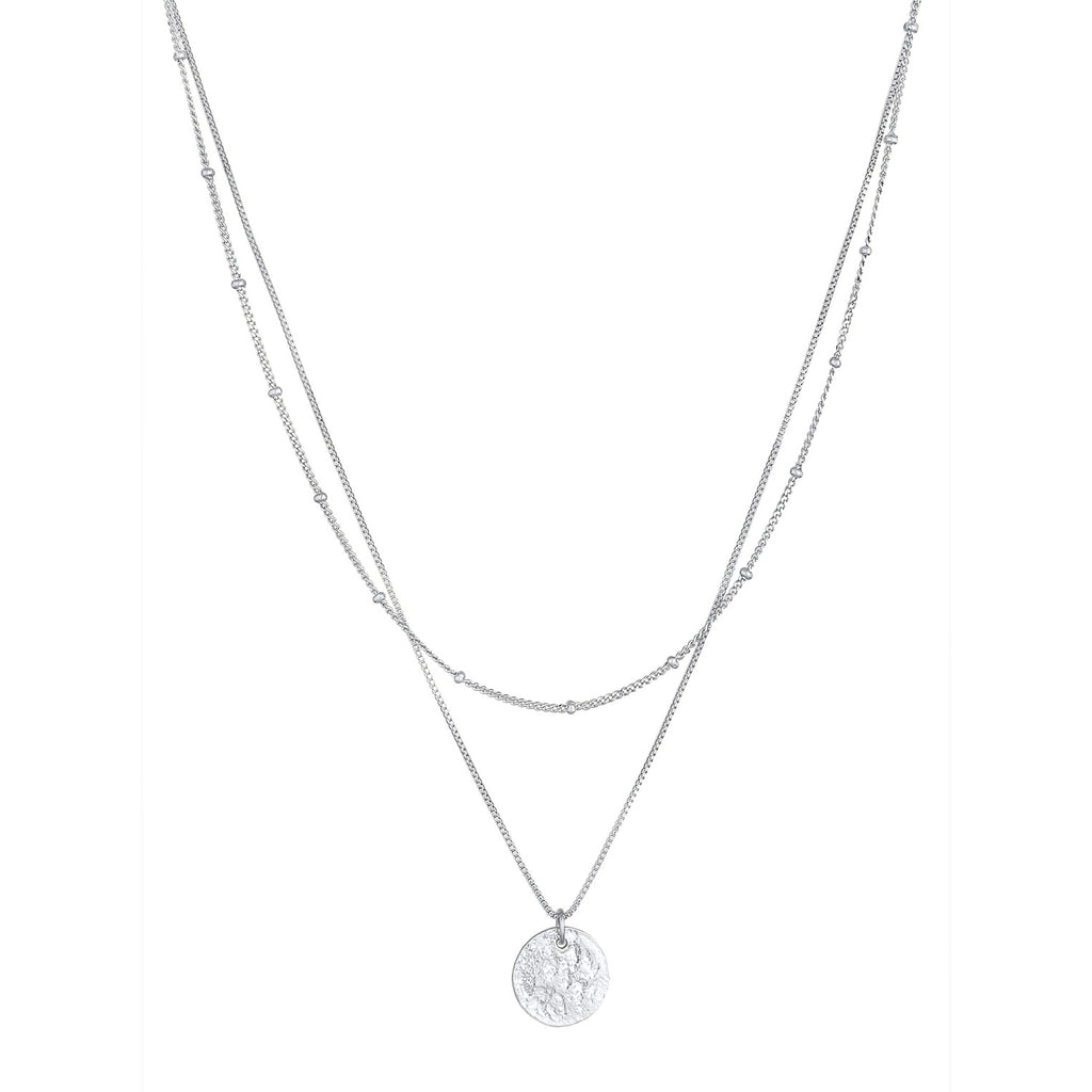 Silber - Elli | Layer-Halskette Plättchen | 925er Sterling Silber