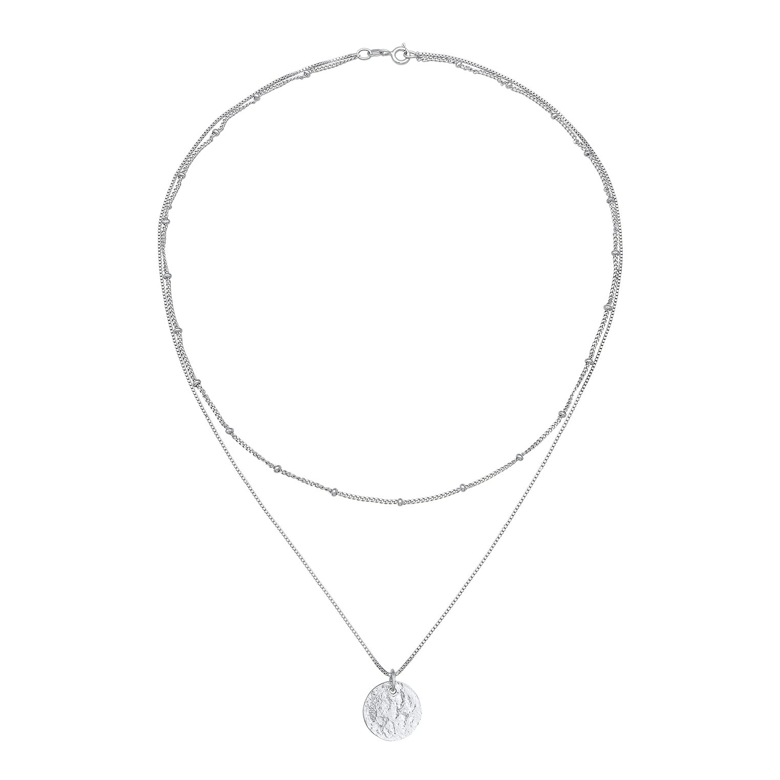 Silber - Elli | Layer-Halskette Plättchen | 925er Sterling Silber