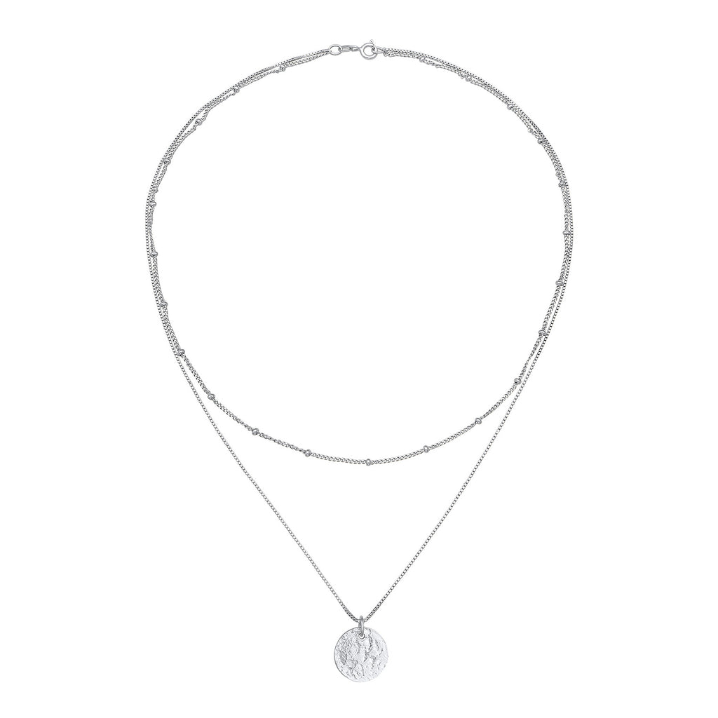 Silber - Elli | Layer-Halskette Plättchen | 925er Sterling Silber