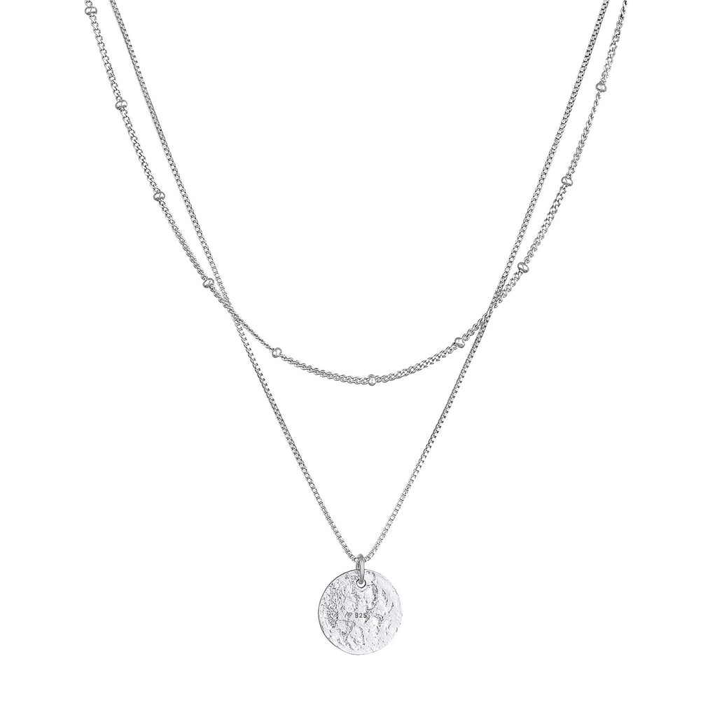 Silber - Elli | Layer-Halskette Plättchen | 925er Sterling Silber