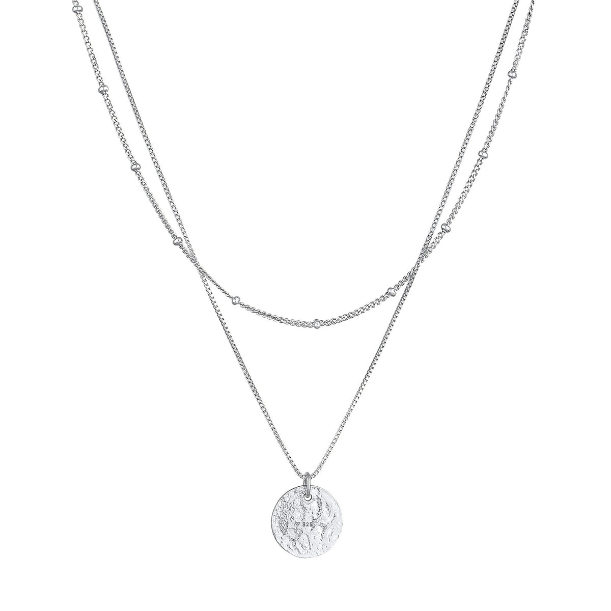 Silber - Elli | Layer-Halskette Plättchen | 925er Sterling Silber