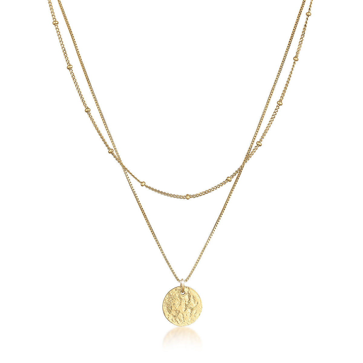 Gold - Elli | Layer-Halskette Plättchen | 925er Sterling Silber