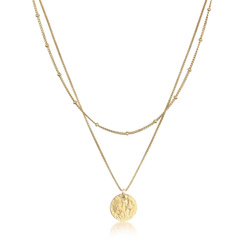 Gold - Elli | Layer-Halskette Plättchen | 925er Sterling Silber