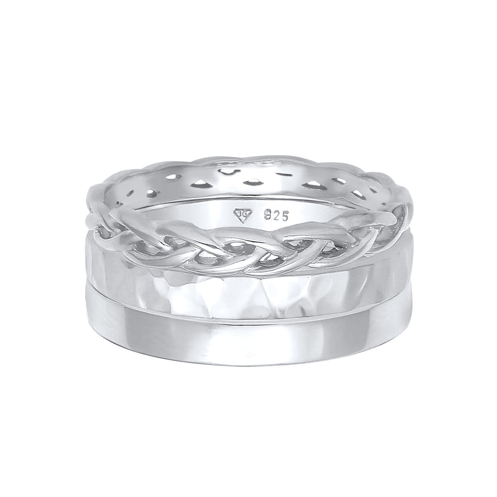 Silber - Elli | Bandring 3er Set | 925er Sterling Silber