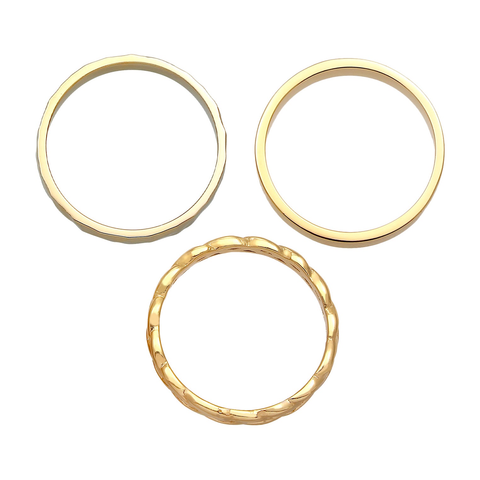 Gold - Elli | Bandring 3er Set | 925er Sterling Silber vergoldet