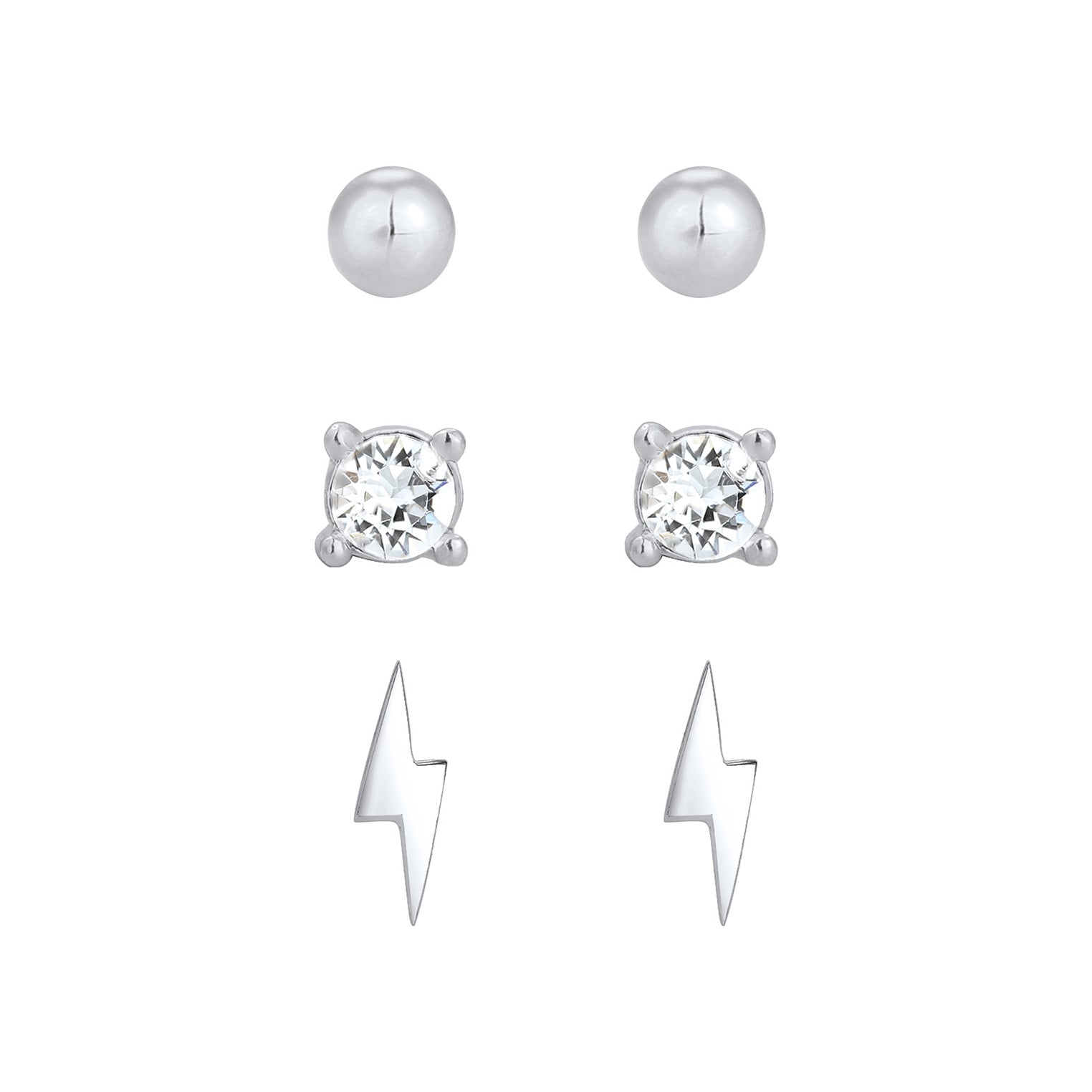 Silber - Elli | Ohrringset Blitz | Kristall (Weiß) | 925er Sterling Silber