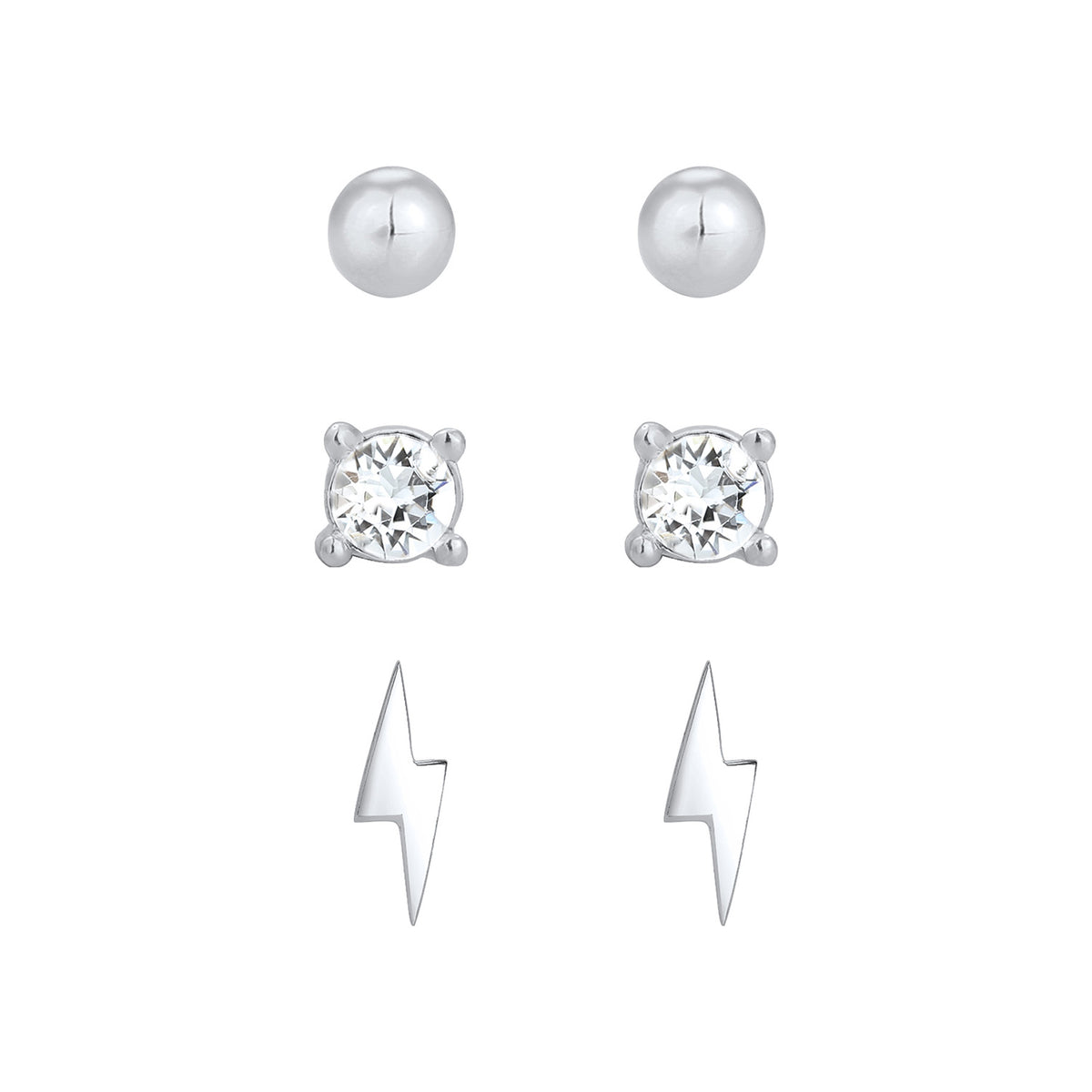 Silber - Elli | Ohrringset Blitz | Mit Kristallen von Swarovski® (Weiß) | 925er Sterling Silber