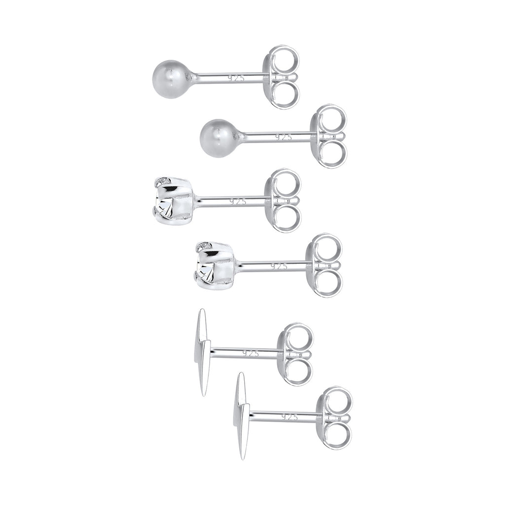 Silber - Elli | Ohrringset Blitz | Mit Kristallen von Swarovski® (Weiß) | 925er Sterling Silber