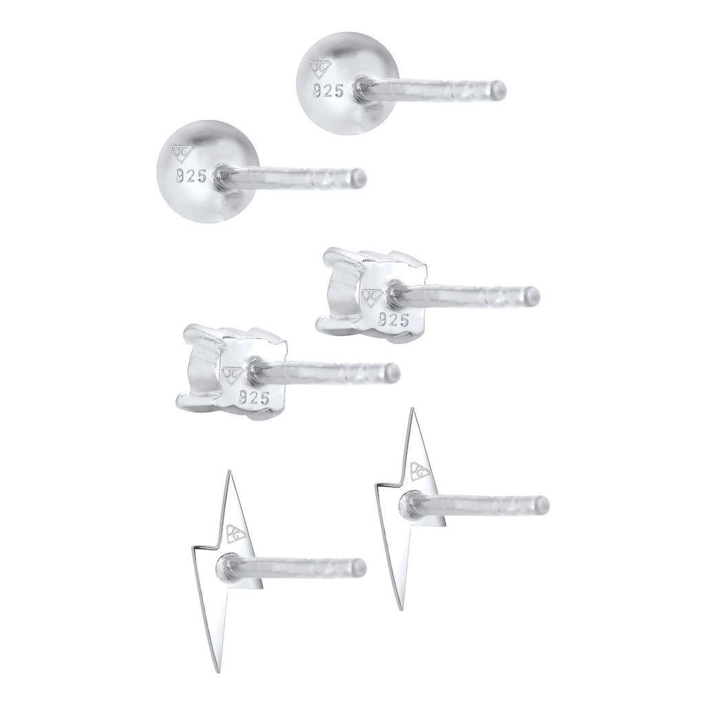 Silber - Elli | Ohrringset Blitz | Mit Kristallen von Swarovski® (Weiß) | 925er Sterling Silber