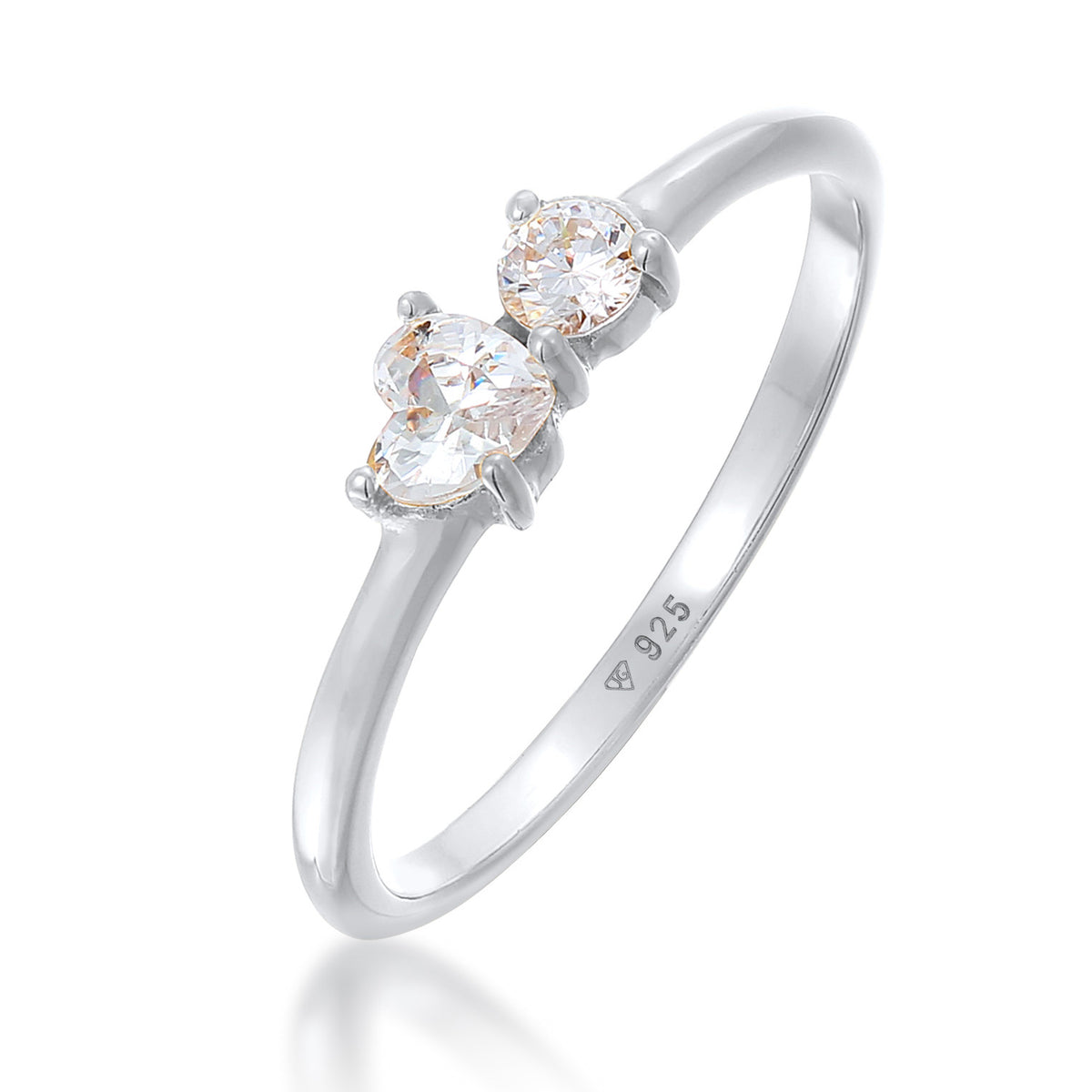 Silber - Elli | Verlobungsring Herz | Zirkonia (Weiß) | 925er Sterling Silber