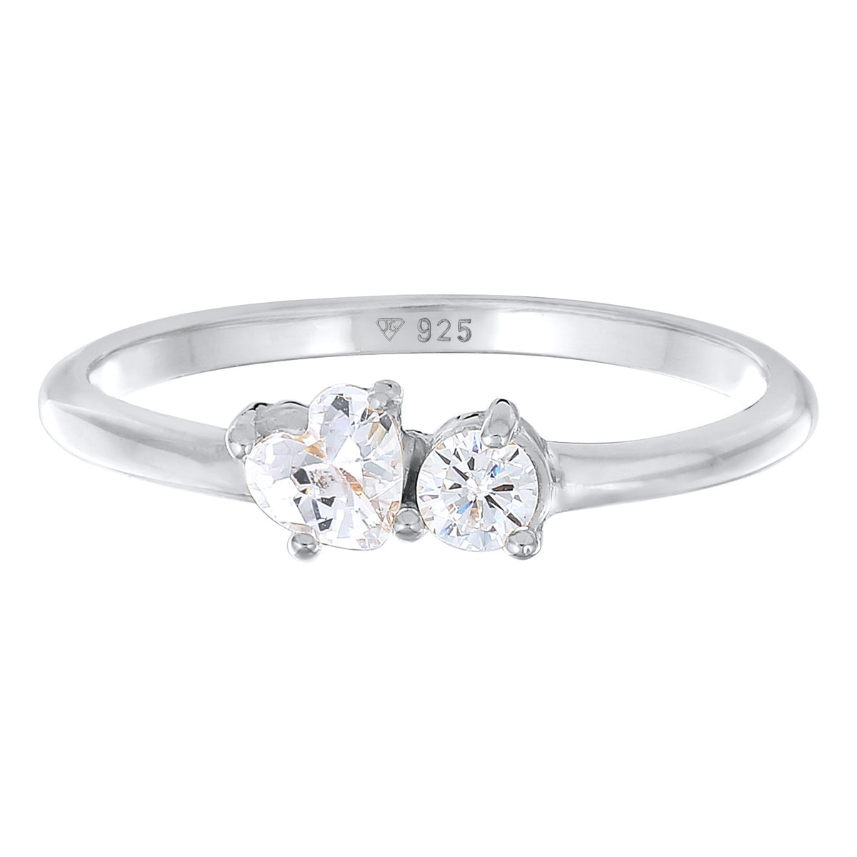 Silber - Elli | Verlobungsring Herz | Zirkonia (Weiß) | 925er Sterling Silber