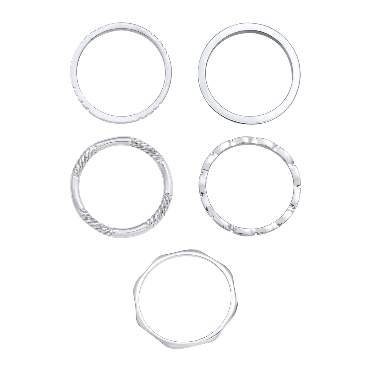 Silber - Elli | Bandring 5er Set | 925er Sterling Silber