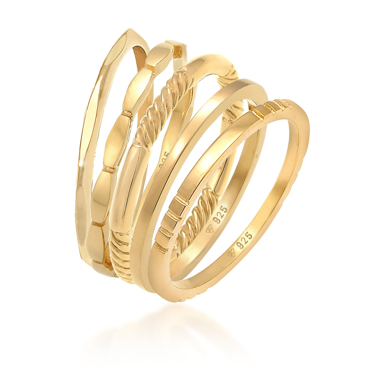 Gold - Elli | Bandring 5er Set | 925er Sterling Silber