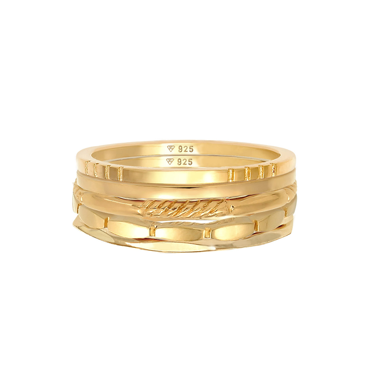 Gold - Elli | Bandring 5er Set | 925er Sterling Silber