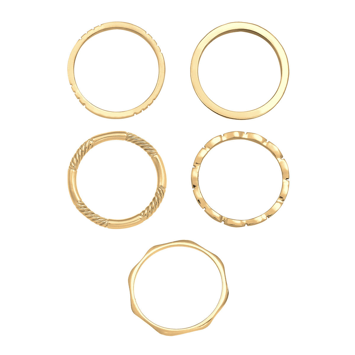 Gold - Elli | Bandring 5er Set | 925er Sterling Silber