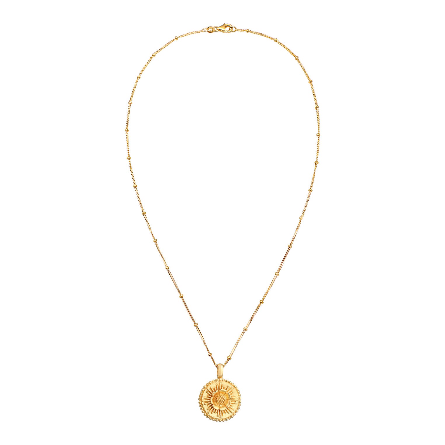 Gold - Elli | Halskette Disc Blume | 925er Sterling Silber Vergoldet