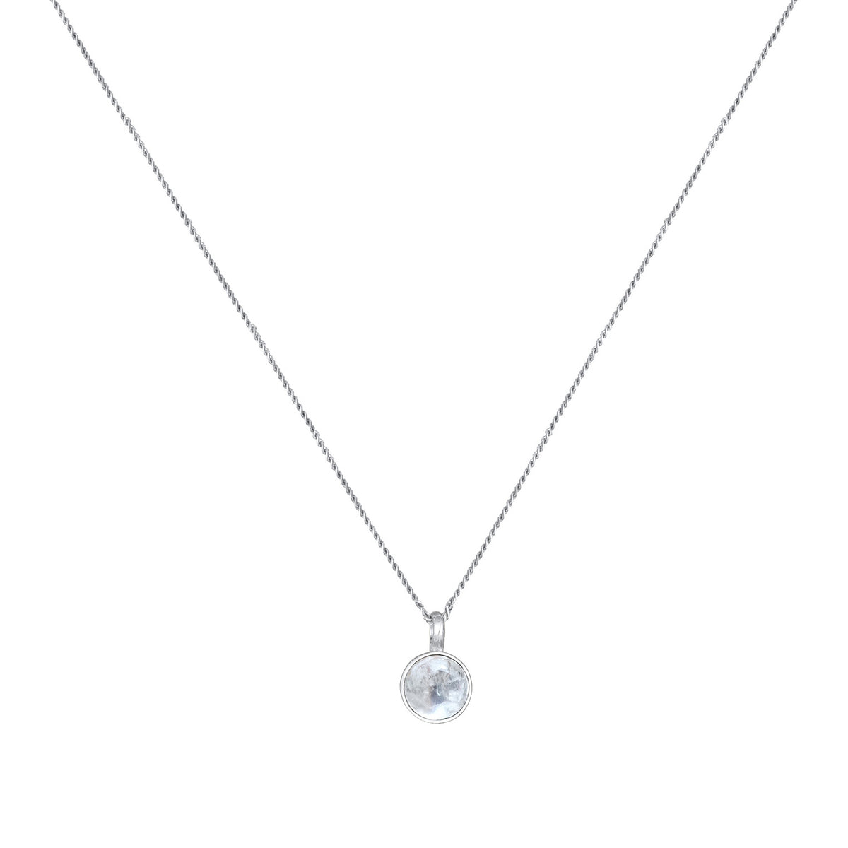 Silber - Elli PREMIUM | Halskette Solitär | Regenbogen-Mondstein (Weiß) | 925er Sterling Silber