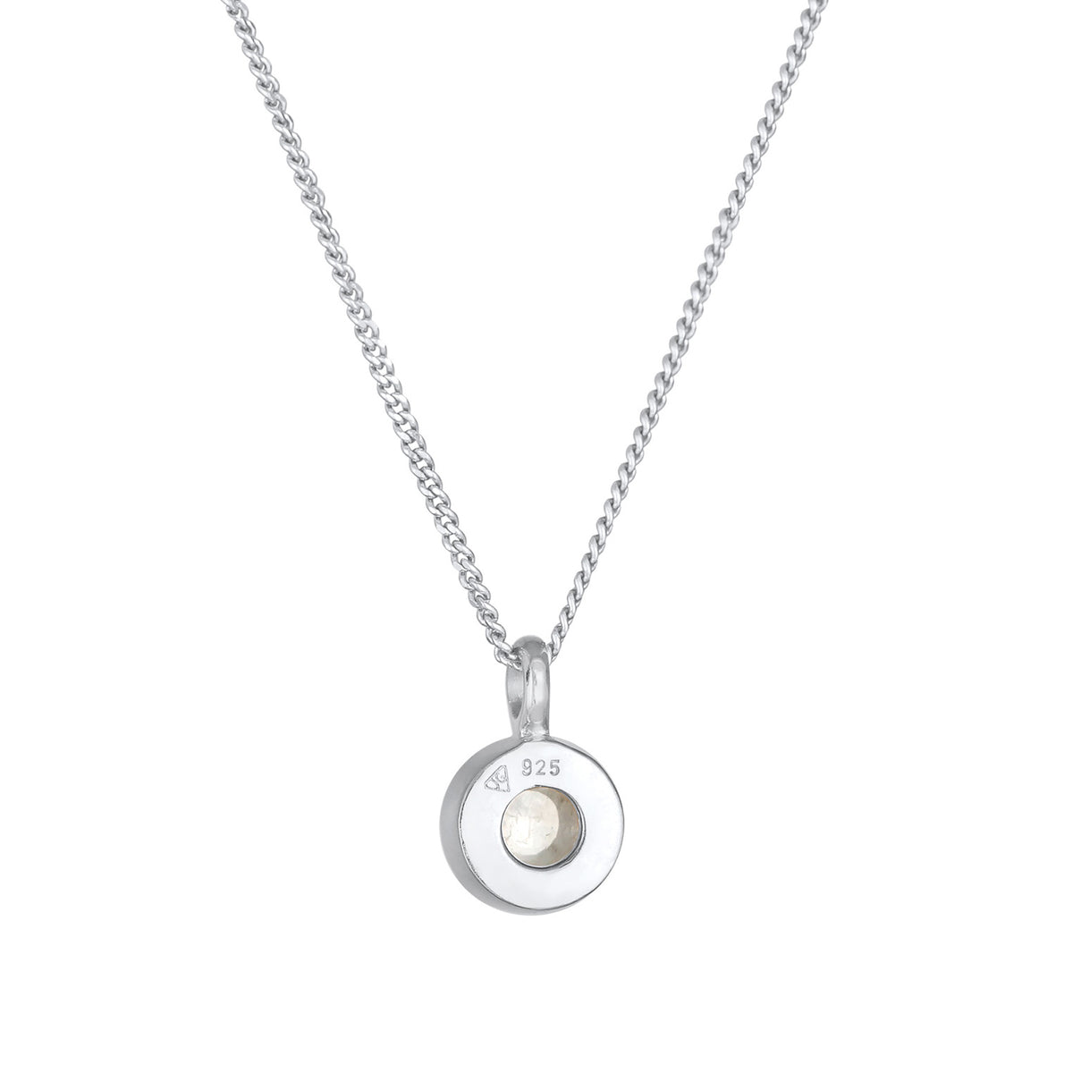 Silber - Elli PREMIUM | Halskette Solitär | Regenbogen-Mondstein (Weiß) | 925er Sterling Silber