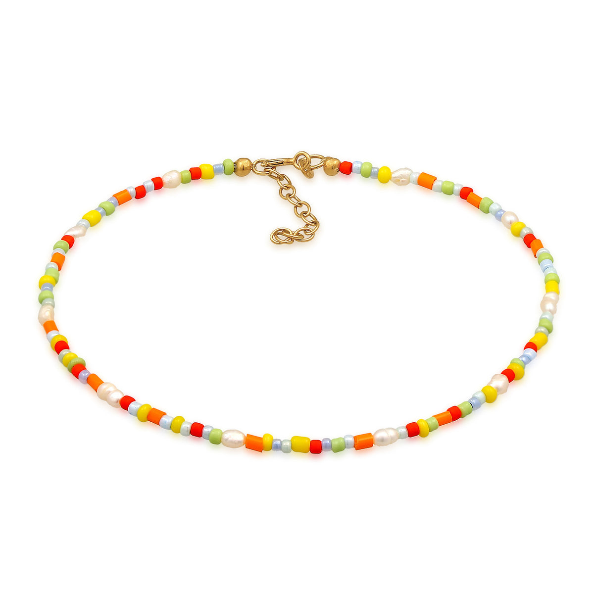 Bunt - Elli | Fußkettchen Beads | Süßwasserperlen | 925er Sterling Silber Vergoldet