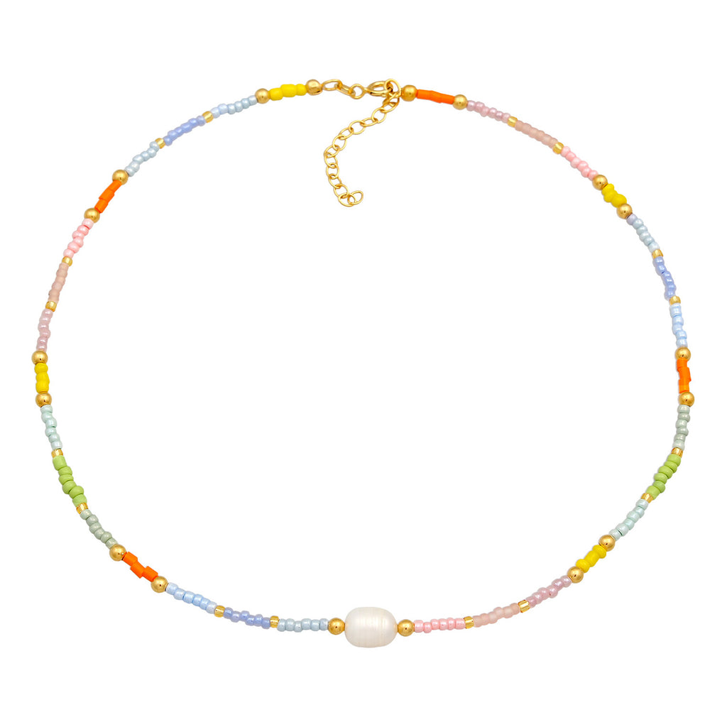 Gold - Elli | Choker Beads | Süßwasserzuchtperle | 925er Sterling Silber Vergoldet