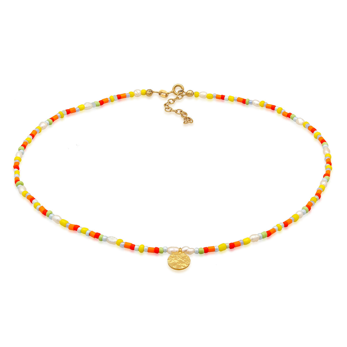 Gold - Elli | Choker Beads Bunt | 925er Sterling Silber Vergoldet