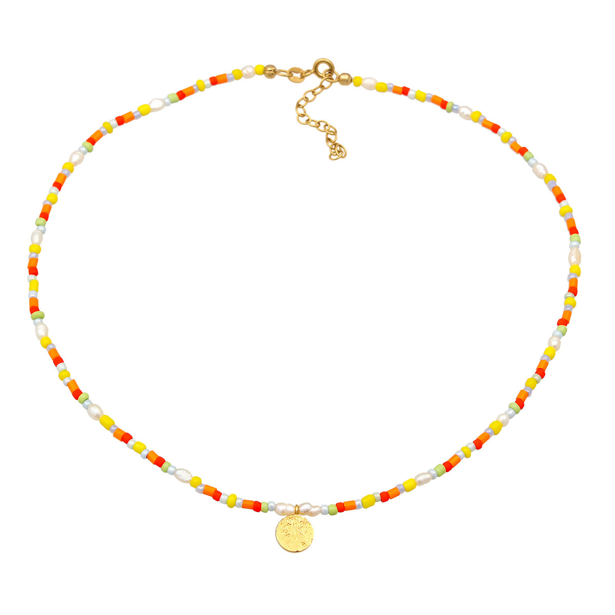 Gold - Elli | Choker Beads Bunt | 925er Sterling Silber Vergoldet