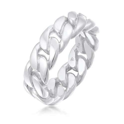 Silber - Elli | Bandring Chain | 925er Sterling Silber Vergoldet