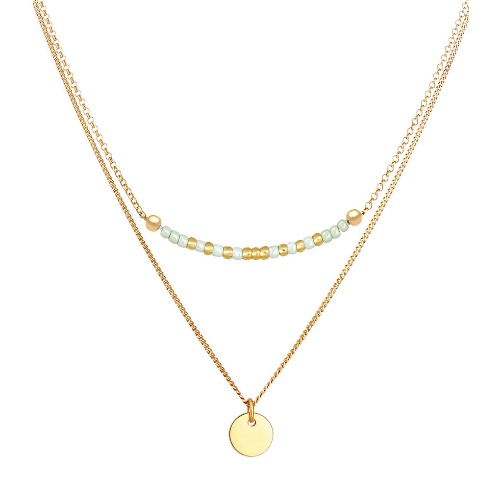 Gold - Elli | Layer-Halskette Plättchen | 925er Sterling Silber