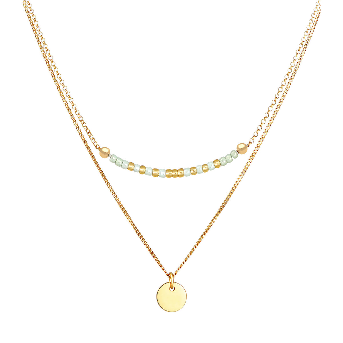 Gold - Elli | Layer-Halskette Plättchen | 925er Sterling Silber