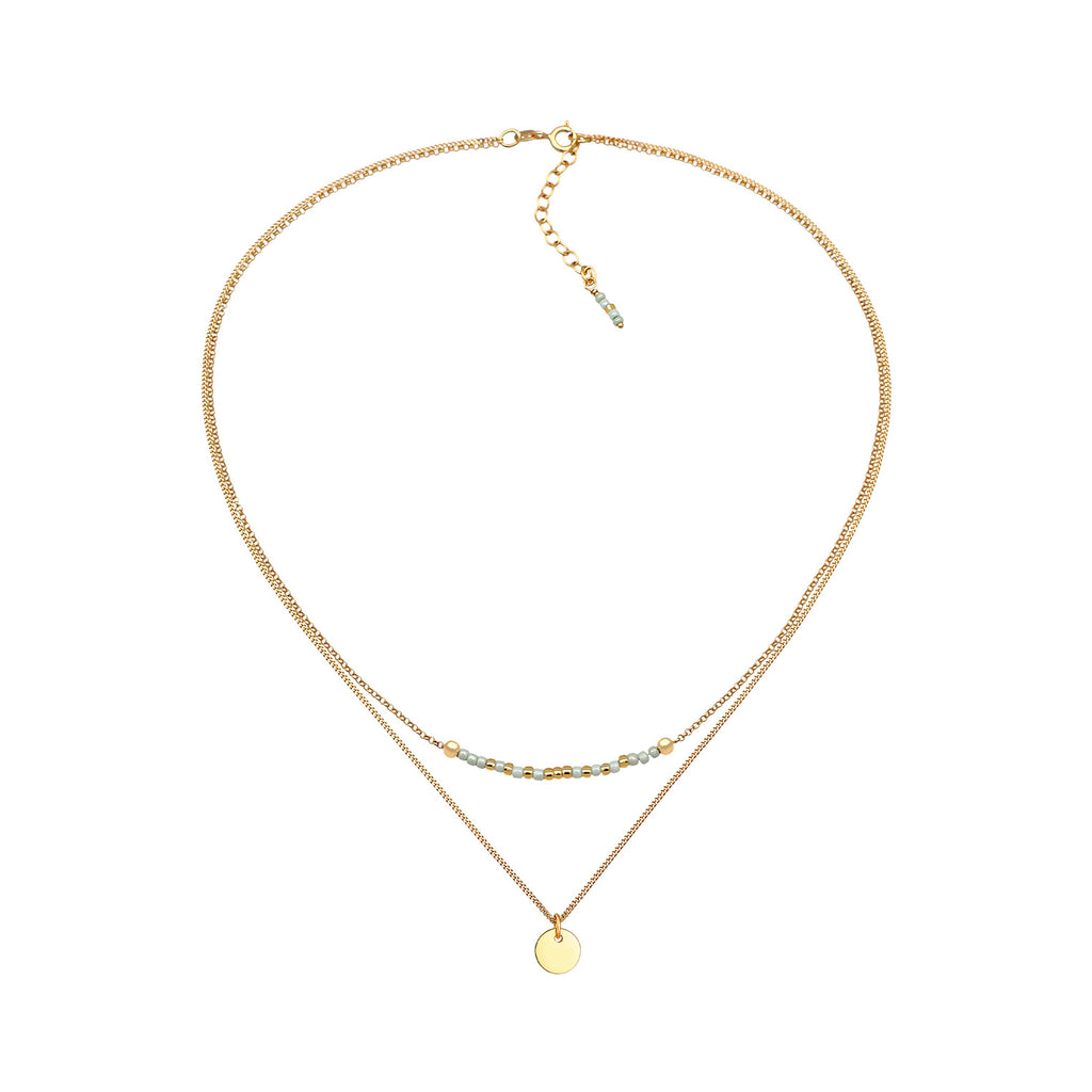 Gold - Elli | Layer-Halskette Plättchen | 925er Sterling Silber
