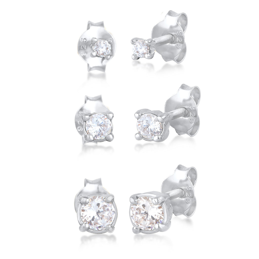 Silber - Elli | Ohrringset | Zirkonia (Weiß) | 925er Sterling Silber