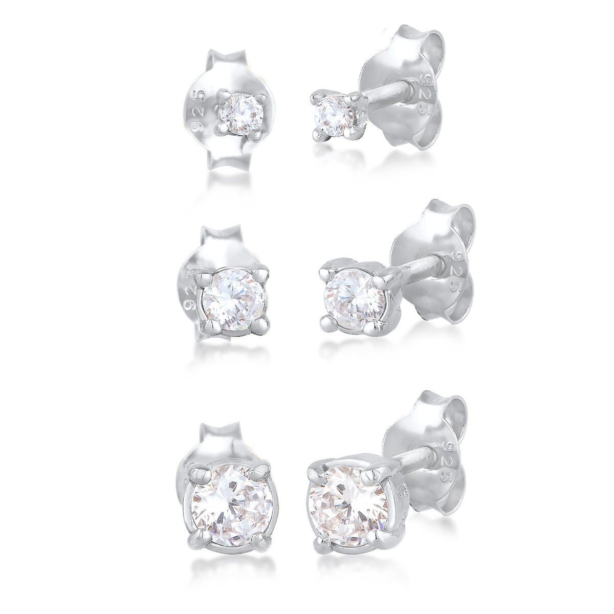 Silber - Elli | Ohrringset | Zirkonia (Weiß) | 925er Sterling Silber