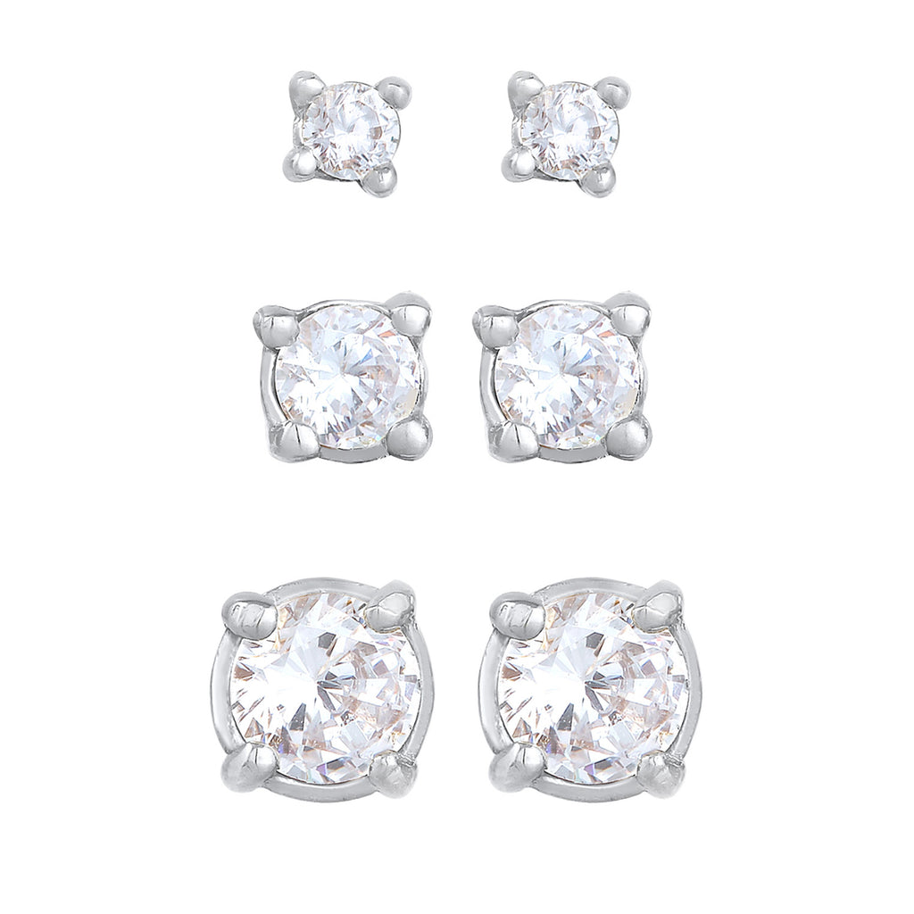 Silber - Elli | Ohrringset | Zirkonia (Weiß) | 925er Sterling Silber