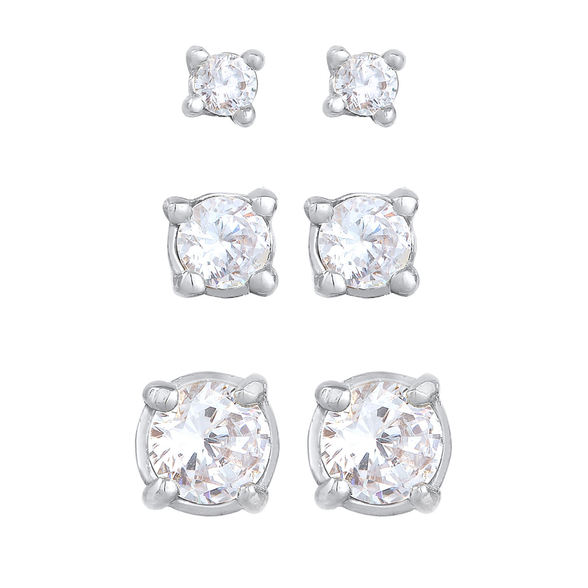 Silber - Elli | Ohrringset | Zirkonia (Weiß) | 925er Sterling Silber