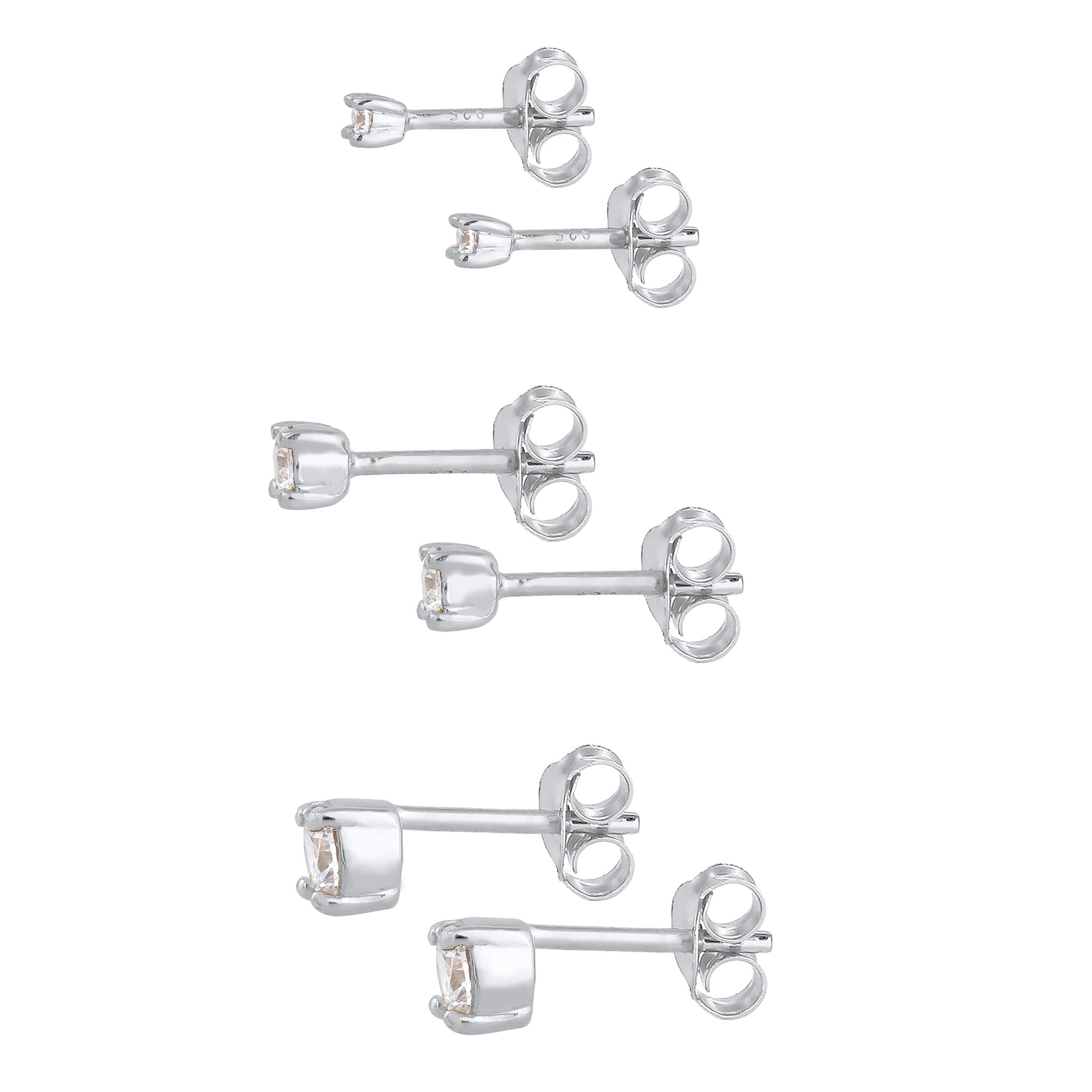 Silber - Elli | Ohrringset | Zirkonia (Weiß) | 925er Sterling Silber