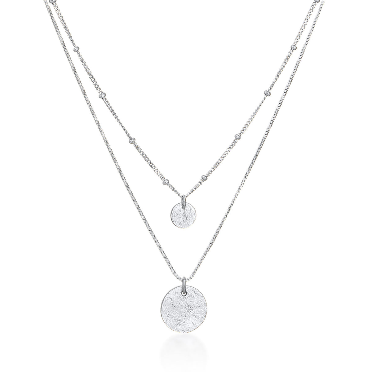Silber - Elli | Layer-Halskette Plättchen Geo | 925er Sterling Silber