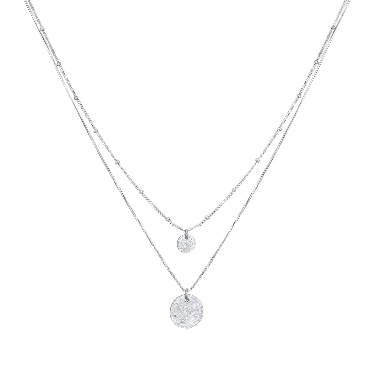 Silber - Elli | Layer-Halskette Plättchen Geo | 925er Sterling Silber
