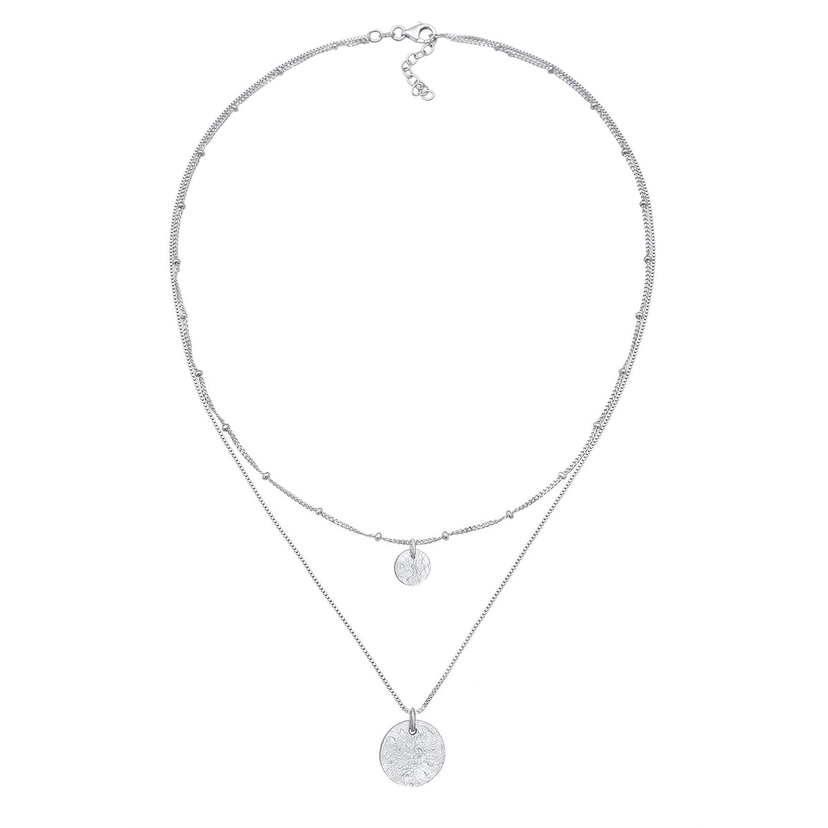 Silber - Elli | Layer-Halskette Plättchen Geo | 925er Sterling Silber