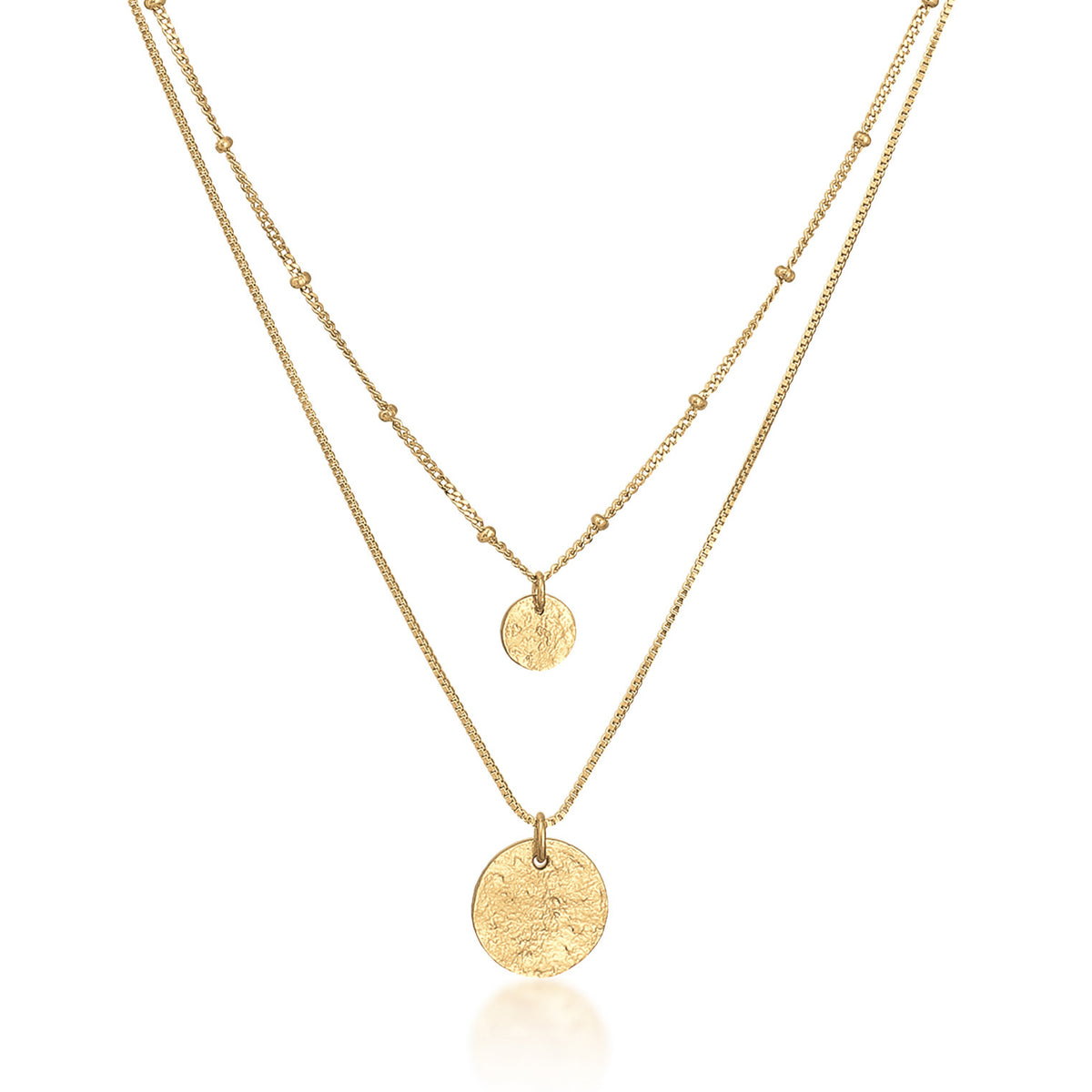 Gold - Elli | Layer-Halskette Plättchen Geo | 925er Sterling Silber