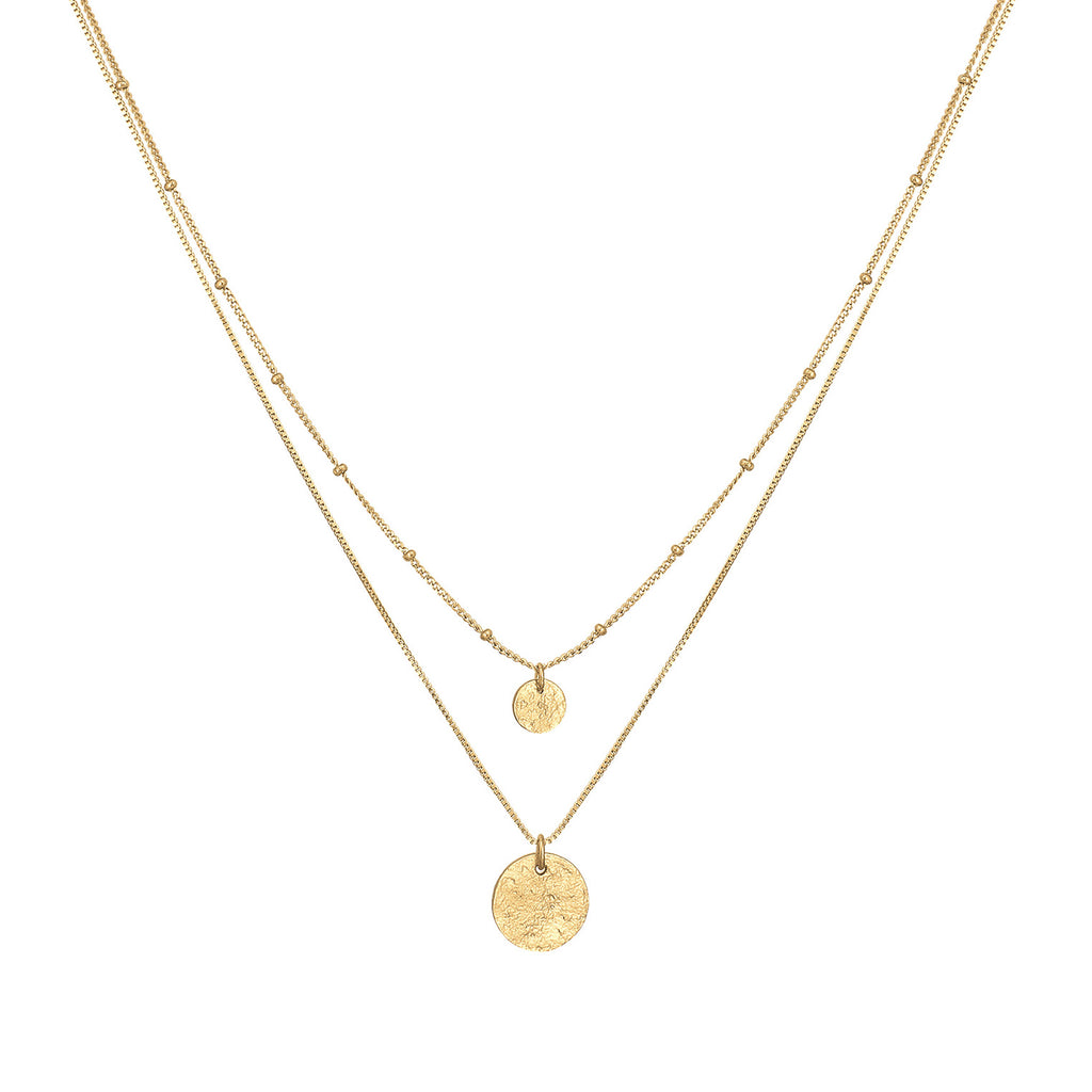 Gold - Elli | Layer-Halskette Plättchen Geo | 925er Sterling Silber