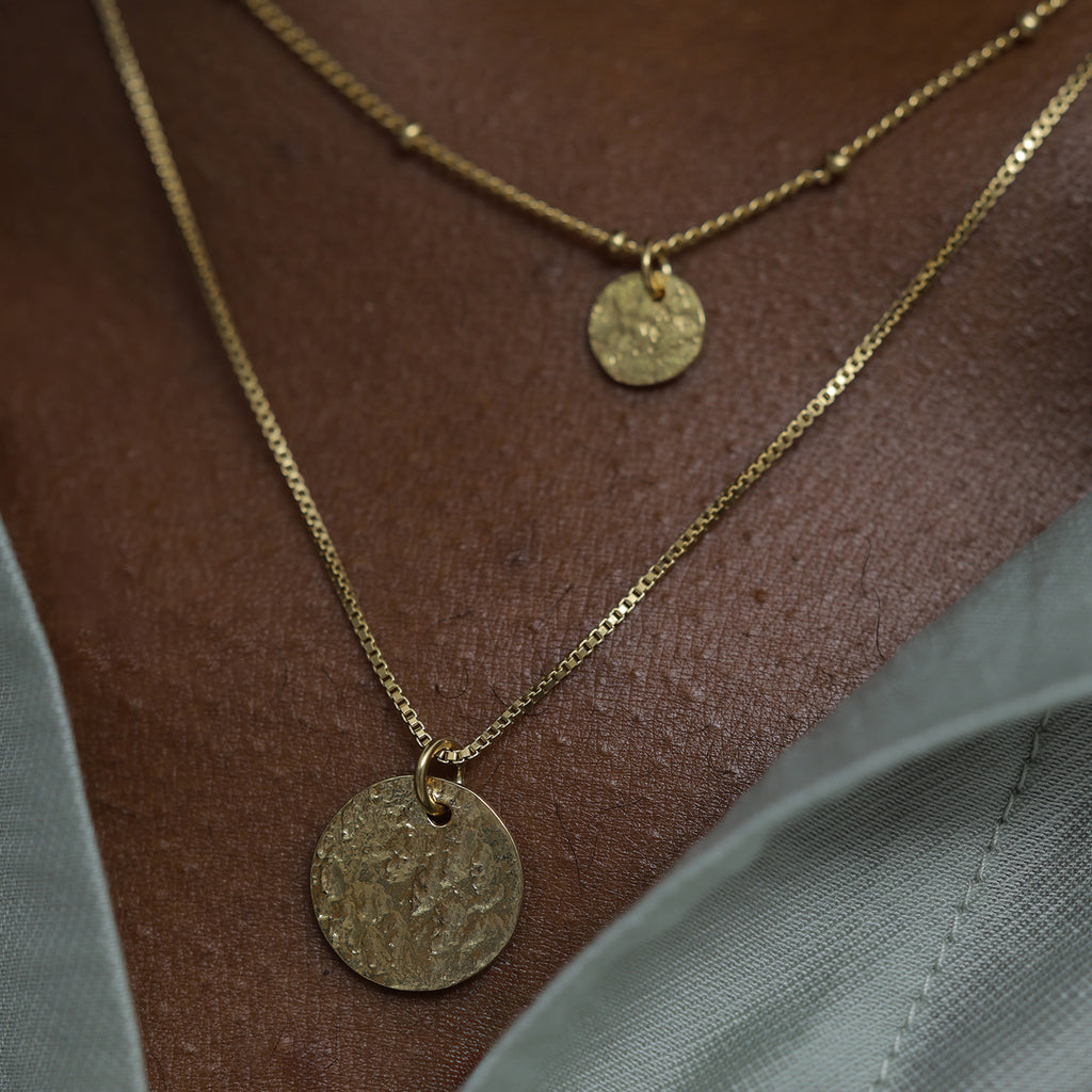 Gold - Elli | Layer-Halskette Plättchen Geo | 925er Sterling Silber