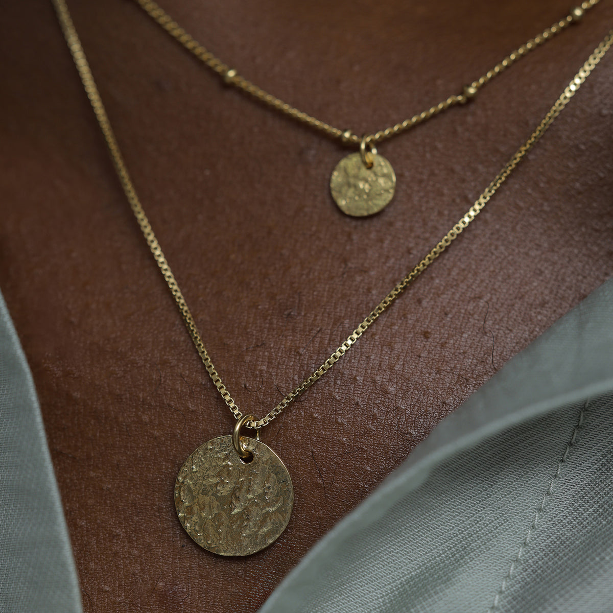 Gold - Elli | Layer-Halskette Plättchen Geo | 925er Sterling Silber